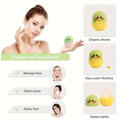 Cute Egg Shaped Silicone Ice Roller, 1 Piece Face Massage Tool, Professional Skincare Tools for Women