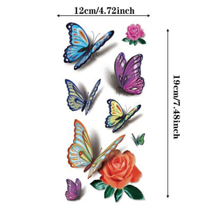 Butterfly & Flower Pattern Temporary Tattoo Sticker (1 Piece), Creative Design?Body Art for Women & Girls