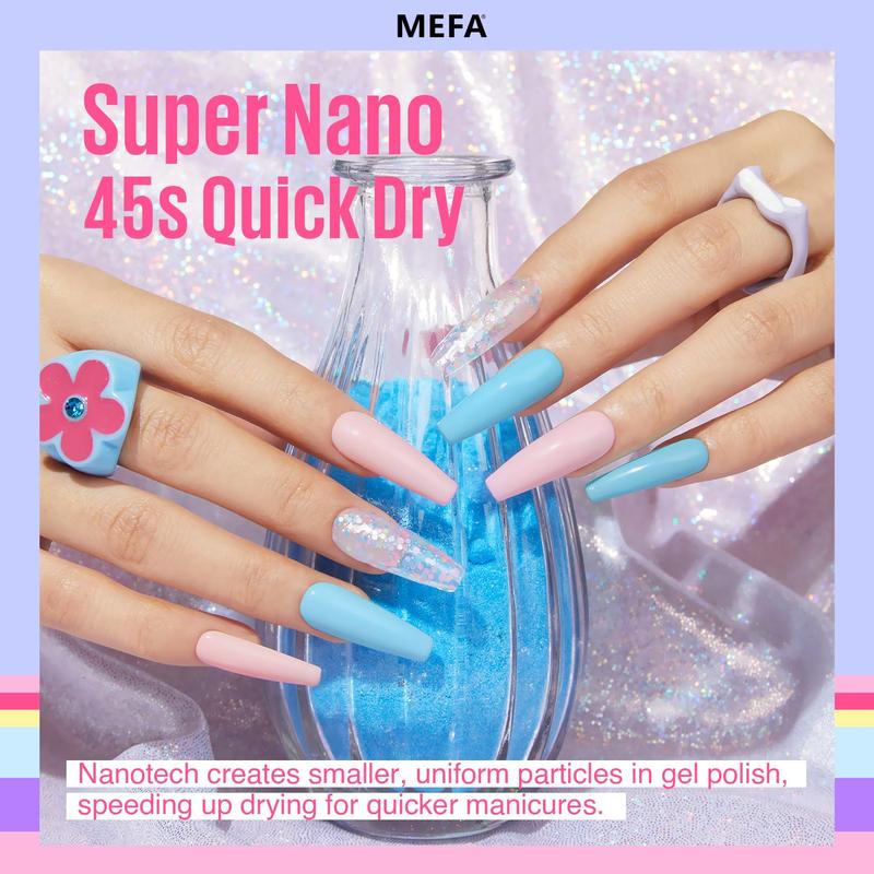 MEFA 35 Pcs Pastel Gel Nail Polish Set, 32 Colors Spring Collection Gel Nail Polish Kit with Base Coat No Wipe Glossy&Matte Top Coat Pink Green Nail Art Manicure DIY Salon Home Gifts for Women Girls