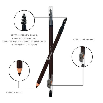 Double-ended Eyebrow Pencil With Eyebrow Sharpener, Long Lasting Eyebrow Pencil, Brow Styling Brush, Sweat Proof High Pigmented Brow Shading And Filling Pencil