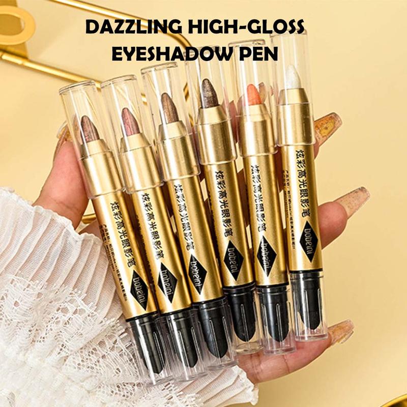 2 In 1 Highlighter Eyeshadow Pen, Lazy Eye Makeup Eye Brightening Pen, Double-headed Smudge Proof Contouring & Highlighting Eye Makeup Stick