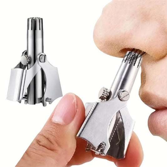 Portable Nose Hair Trimmer, 1 Count Stainless Steel Manual Nose Hair Shaver, Nose Hair Cleaning Tool For Men