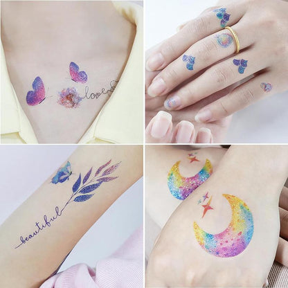 Colorful Butterfly Pattern Temporary Tattoo Sticker, 13pcs/set Waterproof Fake Tattoo Sticker for Face & Eye, Body Art Tattoo Sticker for Adults