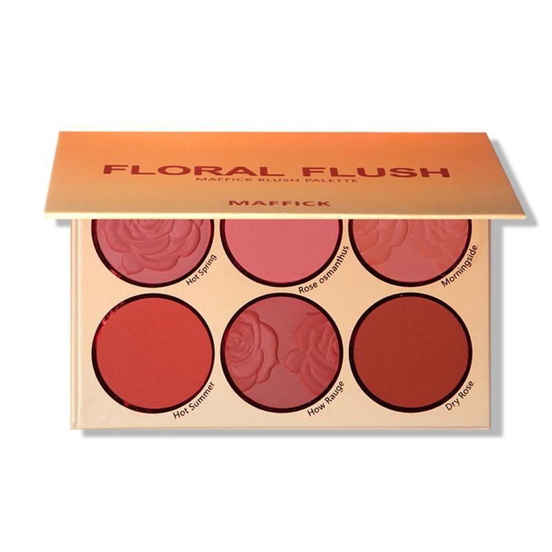 6 Color Flower Matte Blush Palette, Long Lasting Powder Blush Palette, Contour Blush Pressed Powder For Cheeks & Eye, Natural Look Blush Soft Color Shadow