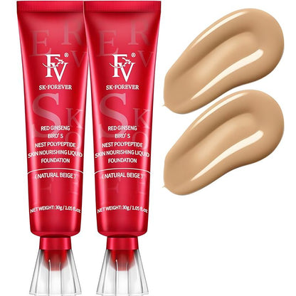 [2PCS] FV Beauty Waterproof Foundation, Long-lasting Makeup Hold, Medium coverage, Classic Ivory&Natural Beige - 1 fl oz