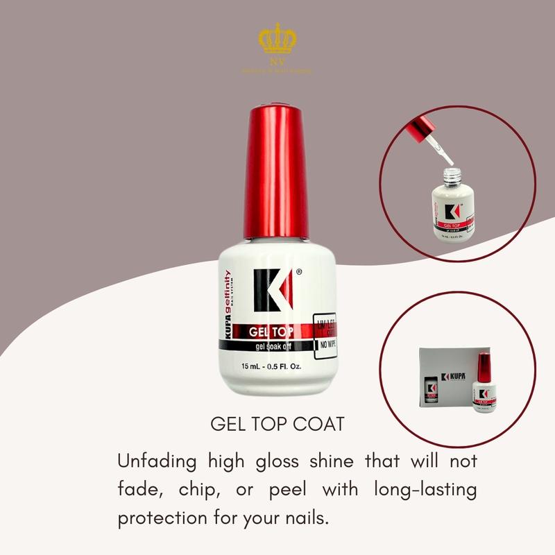 0.5oz KUPA GelFinity Soak Off Gel Base Top Coat Glossy and Matte Nail