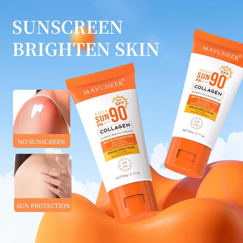 Collagen Sunscreen Set, 2 Counts/set Refreshing and Non-sticky Sunscreen, Moisturizing Sun Care Product for Women & Men