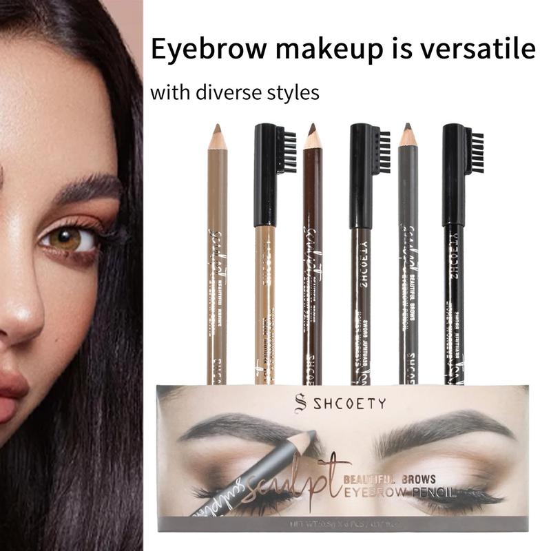 Eyebrow Pencil & Eyebrow Brush Set (12pcs), Waterproof Long Lasting Eyebrow Pencil, Brow Styling Brush, Eye Brow Makeup Tool, Makeup Accessories