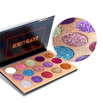 15 Colors Glitter Eyeshadow Palette, Shimmering Eye Shadow Palette, High Pigmented Eyeshadow Powder, Colorful Eye Makeup Products for Women