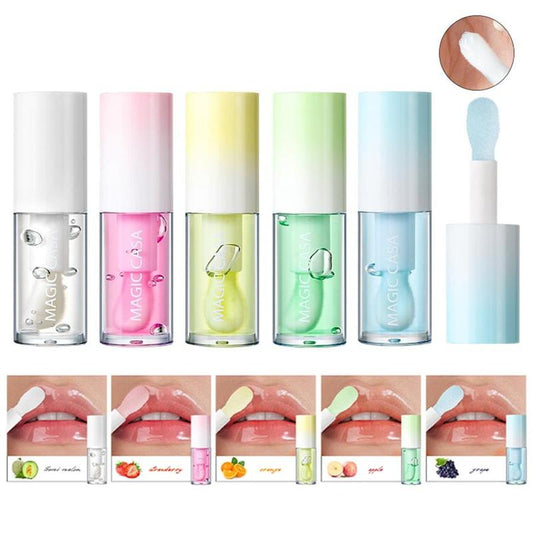 Fruit Flavor Moisturizing Lip Balm, 5 Counts/set Hydrating Lip Gloss, Lip Care Product for Women & Girls