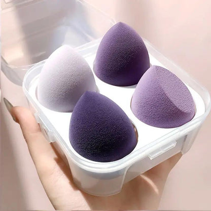 Makeup Sponge Set with Storage Box, 4 Counts Professional Soft Beauty Sponge, Beauty Blender Set, Flawless Makeup Tool for Cream, Powder Liquid & Foundation