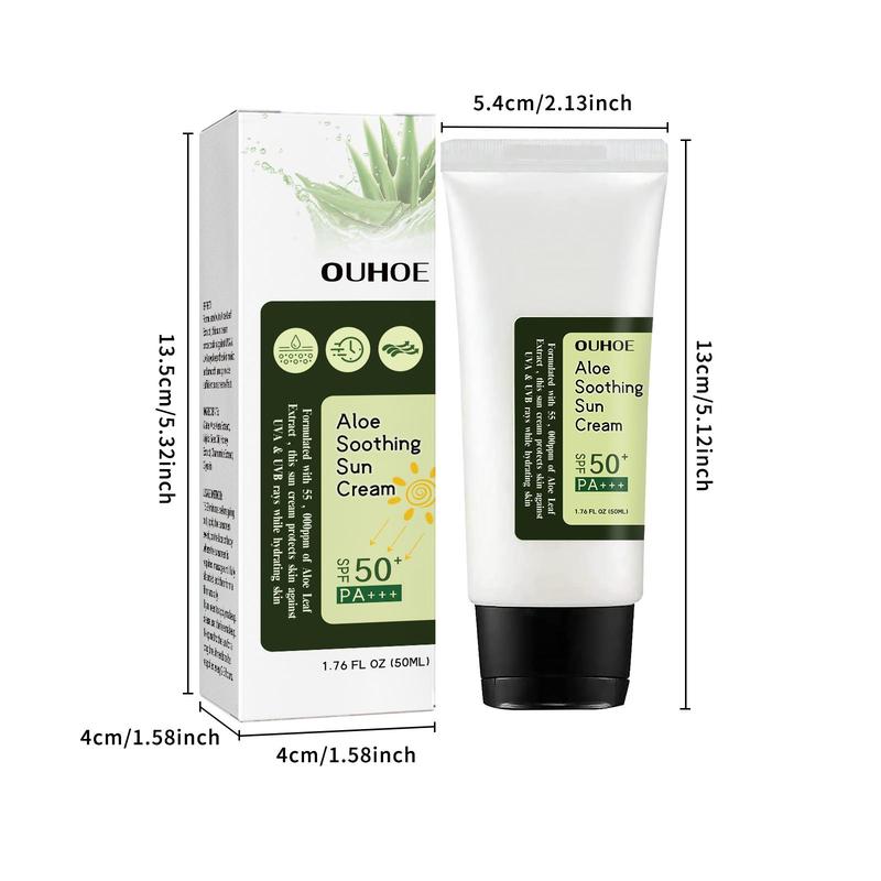 Aloe Vera Soothing Cream, 2 Counts/set Moisturizing Sunscreen Cream, Hydrating Face Cream, Face Lotion for Women & Men