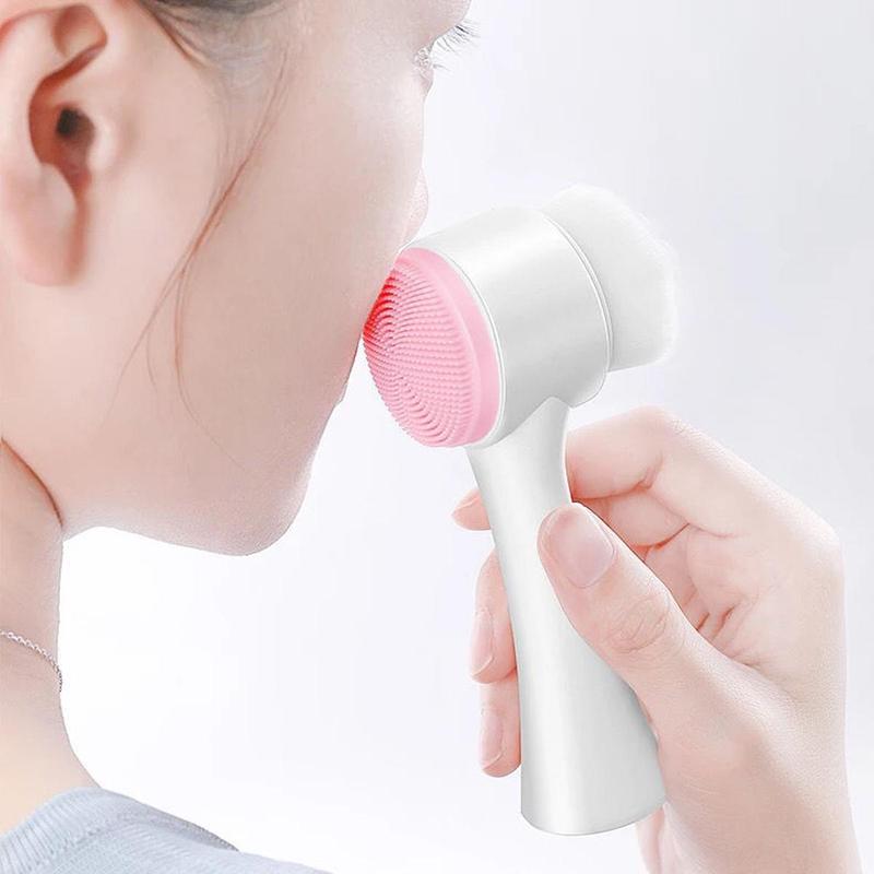 Double-sided Silicone Facial Cleansing Brush, 3pcs/set Manual Face Scrubber, Professional Skincare Tool for Daily Use