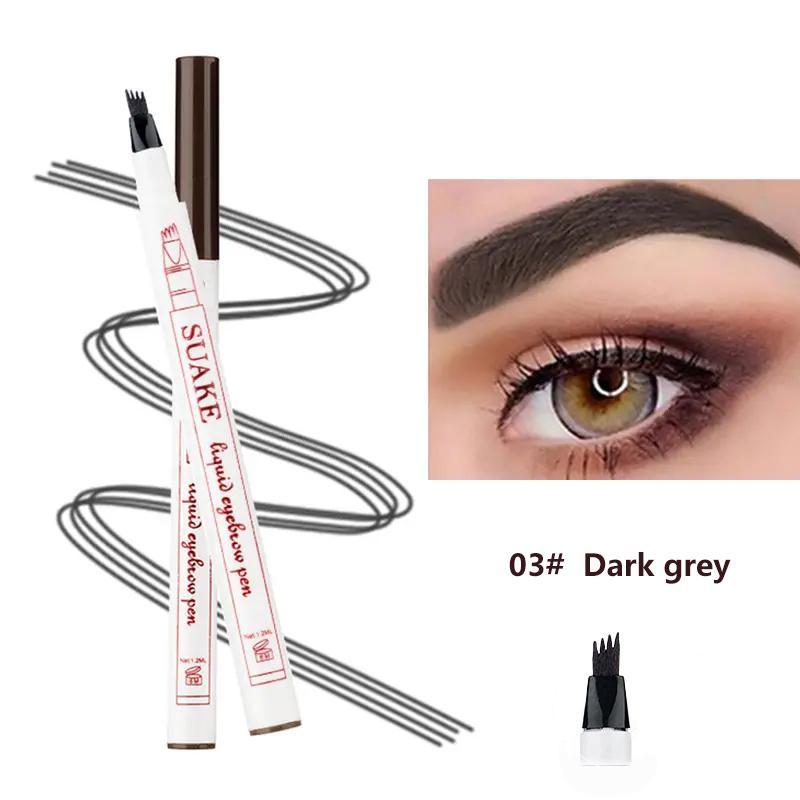 Fine Sketch Liquid Eyebrow Pen, 1 Count Waterproof Four-tooth Liquid Eyebrow Pencil, Long Lasting Eyebrow Liquid Pencil, Brow Styling Brush