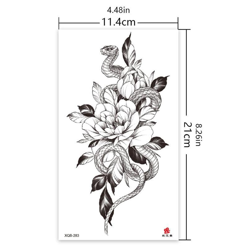 13pcs Flower Pattern Temporary Tattoo Sticker, Waterproof Fake Tattoo Sticker, Body Art Decoration For Women & Girls