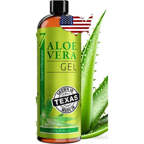 Organic Aloe Vera Gel from freshly cut 100% Pure Aloe - Big 12oz - HighestQuality, Texas grown, Vegan, Unscented - For Face, Skin, Hair, Sunburn relief