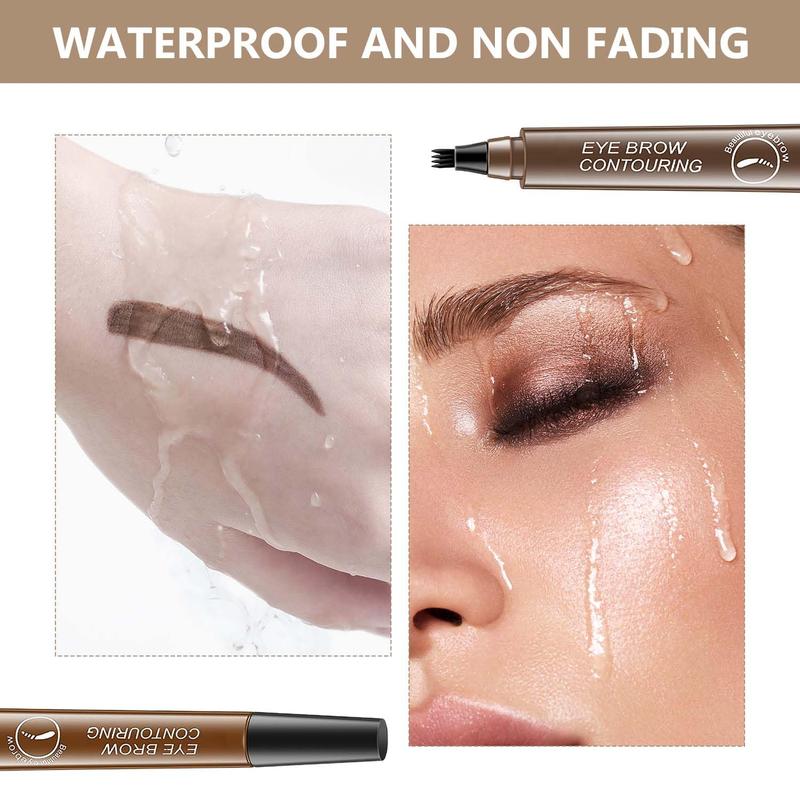 Comfort Liquid Eyebrow Pen Gift, 4-fork Waterproof & Long Lasting Eye Brow Pencil, Brow Stying Brush, Easy to Apply, Daily Cosmetic,Eye Brow Pen Cosmetic for Women