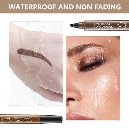 Comfort Liquid Eyebrow Pen Gift, 4-fork Waterproof & Long Lasting Eye Brow Pencil, Brow Stying Brush, Easy to Apply, Daily Cosmetic,Eye Brow Pen Cosmetic for Women