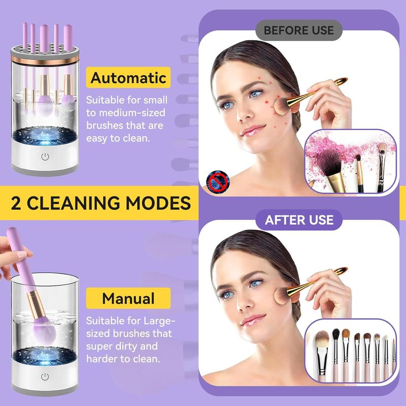 Makeup Brush Cleaner, Brush Cleaning Machine with Makeup Brush Cleaning Mat, Beauty Blender Cleaner for All Size Brush, Makeup Accessories