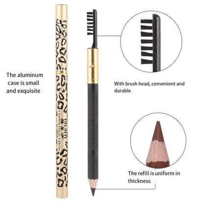 Leopard Eyebrow Pencil With Eyebrow Brush, 1 Count Brow Shading & Filling Pencil, Brow Makeup Tool