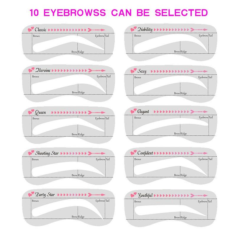 Waterproof Eyebrow Powder & Double Ended Eyebrow Brush & Eyebrow Tinted Eyebrow Stencil Set, 7 Counts/set Eyebrow Makeup Tool with & 5 Eyebrow Stencil for Women