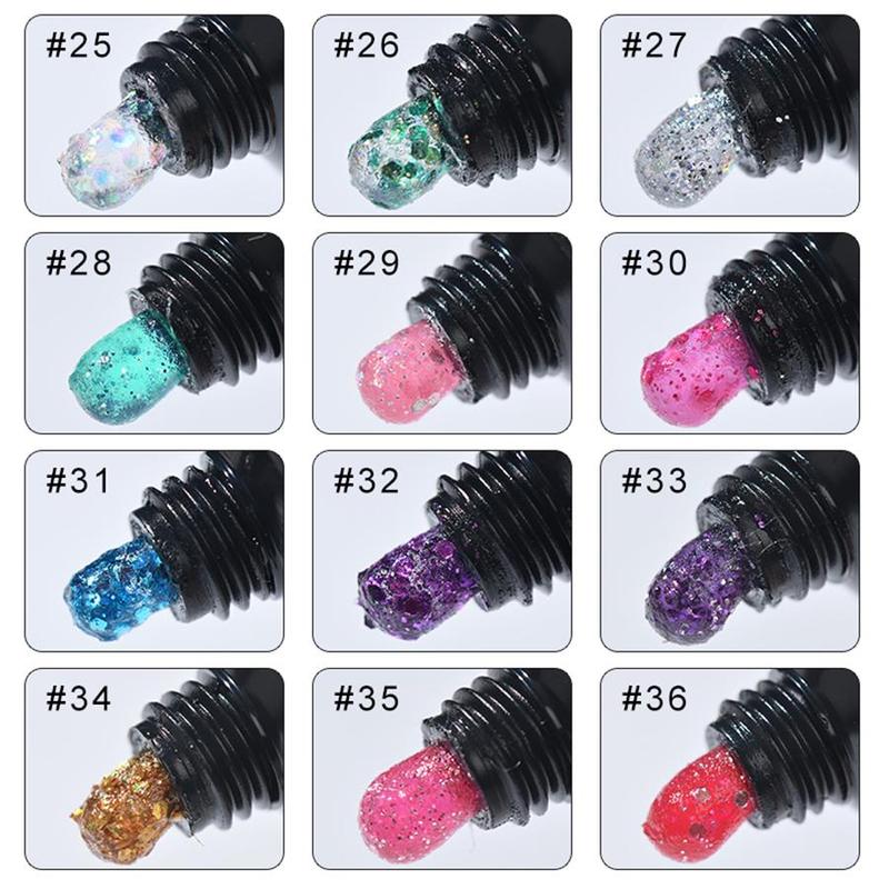 12-color Extension Gel Set, 12pcs/set Sequin Poly Gel Set, Holiday Manicure Nail Gel, DIY Nail Design Salon Home Beauty Gift