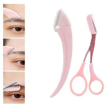 Eyebrow Scissors Set, 2pcs/set?Eyebrow Trimmer, Eyebrow Shaping Tool, Eyebrow Product for Women & Girls, Portable Eye Makeup Tools for Home & Travel