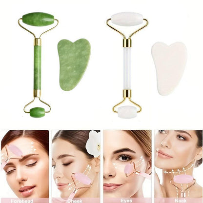 Manual Face Massage Tool, 2pcs/set Face Roller & Gua Sha Board, Facial Massaging Tool, Skin Care Products