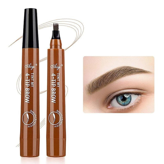 4 Fork Tip Liquid Eyebrow Pencil, Waterproof Long Lasting Eyebrow Pen, Brow Styling Brush, Brow Shading & Filling Pencil, Eyebrow Pen, 4 Point Eyebrow Pencil Waterproof Eye Brown Makeup, Eye Brow Pen Cosmetic for Women