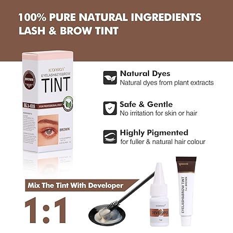 Instant Lash & Brow Set, Natural Bushy Eyebrow Makeup Kit, Long Lasting Spot coloring 100% Gray Converge DIY Hair Dying for Salon Home Use 7ml Cosmetic