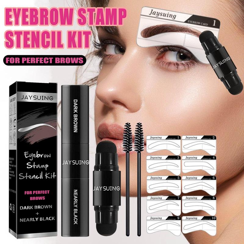 Eyebrow Stamp Stencil Kit, 1 Box 2 in 1 Eyebrow Stamp with Brush & Stencils, Long Lasting Eyebrow Stamp, Eyebrow Makeup Tool for Women