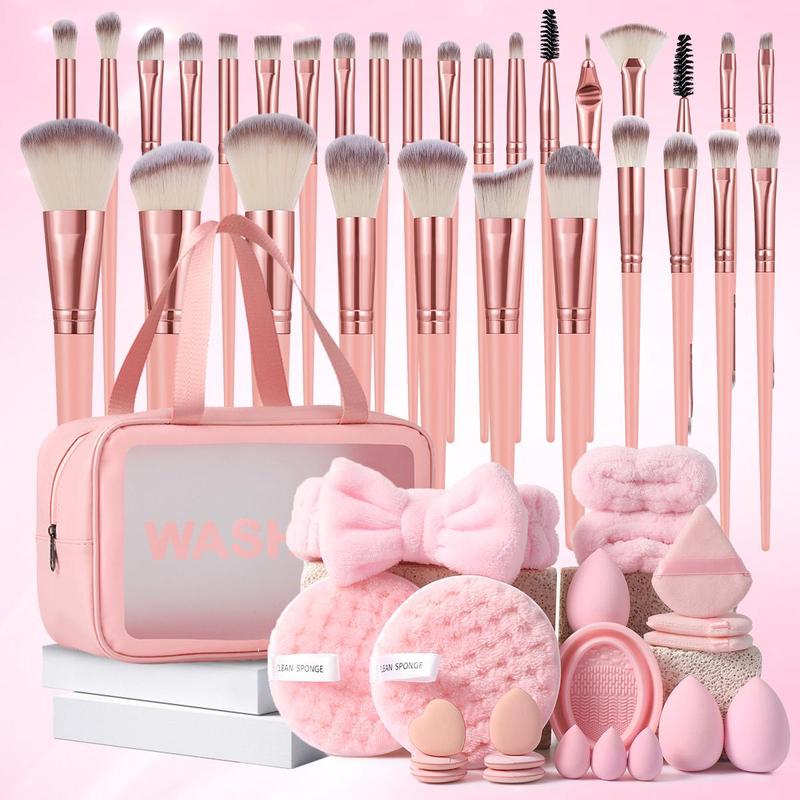 Makeup Tool Set, 52pcs Makeup Brush & Makeup Sponge & Makeup Bag & Makeup Brush Cleaning Tool Set, Professional Makeup Tools for Women, Back To School Makeup Brushes Set