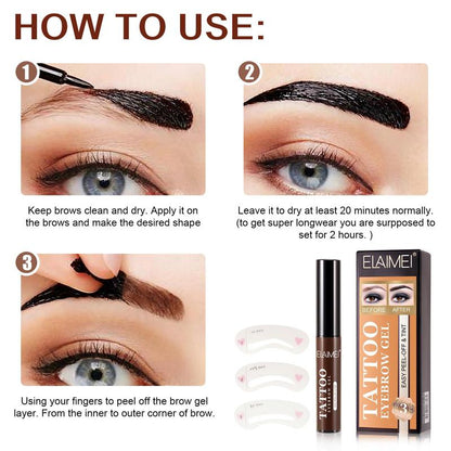 ELAIMEI Tattoo Eyebrow Gel Makeup Waterproof Lasting Eye Brow Enhancers Liquid Gel 3pcs