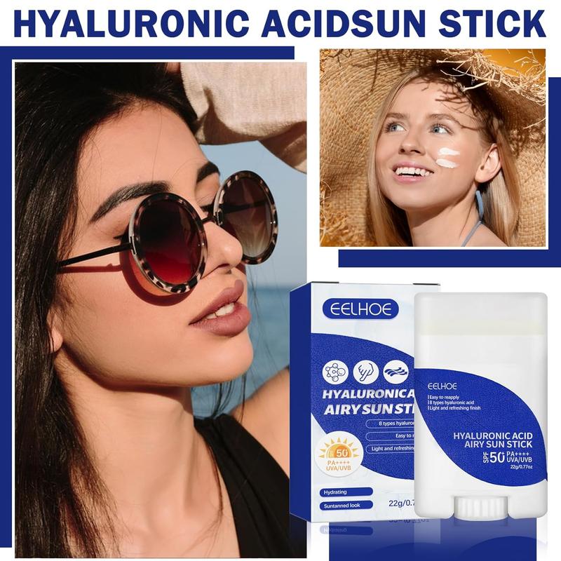 Hyaluronic Acid Watery Sun Gel,Korean Sunscreen Stick SPF50+ Hyaluronic Acid Airy Sun Stick,Strong UV Protection SPF 50+ Sunstick Suitable for All Skin Types