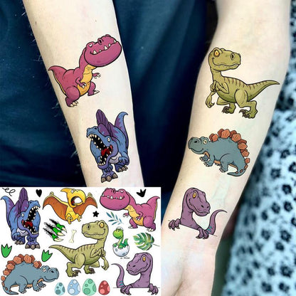 6pcs 3D Dinosaur Pattern Tattoo Sticker, Fun T-Rex Dino Temporary Tattoo Decal for Party & Birthday Use, Body Decoration Sticker for Kids