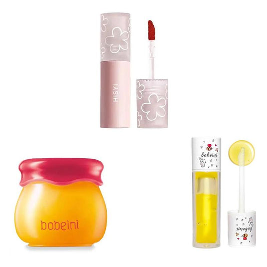 Moisturizing Lip Care Product Kit, 3pcs/set Lip Mask & Lip Oil & Lip Gloss, Hydrating Lip Set for Women & Girls, Cosmetics for Travel