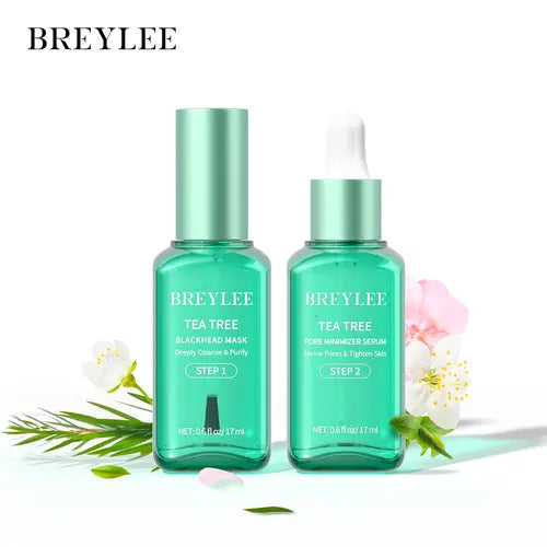 BREYLEE Tea Tree Blackhead Mask +Pore Minimizer Serum 2pcs New Version Skincare