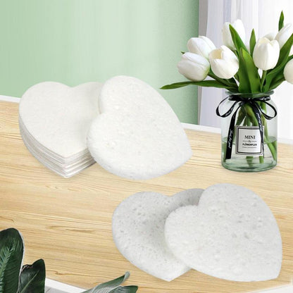 Comfort Heart Shaped Facial Cleansing Puff, 20pcs Portable Compressed Facial Sponge, Daily Use Comfort Facial Skin Care Tool, For Women and Girls