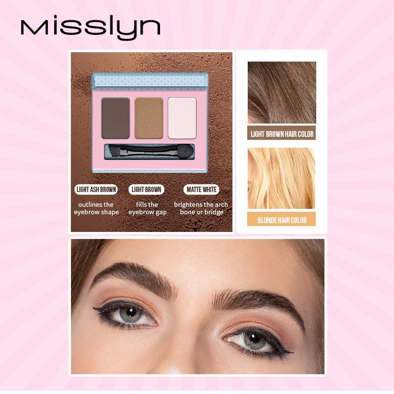 3 Color Eyebrow Powder Palette, 1 Count Long Lasting Highly Pigmente Eyebrow Powder, Natural Eyebrow Shading And Filling Powder