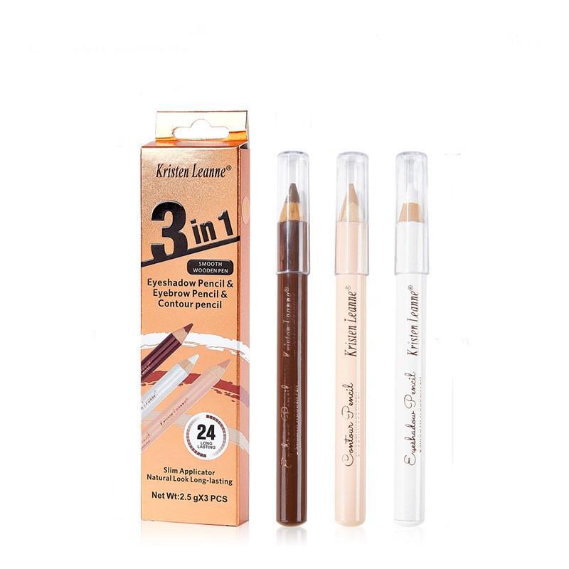 Long Lasting Eye Makeup Tools, 3pcs/set Eyeshadow Pencil & Eyebrow Pencil & Contour Pencil, Eye Makeup Products