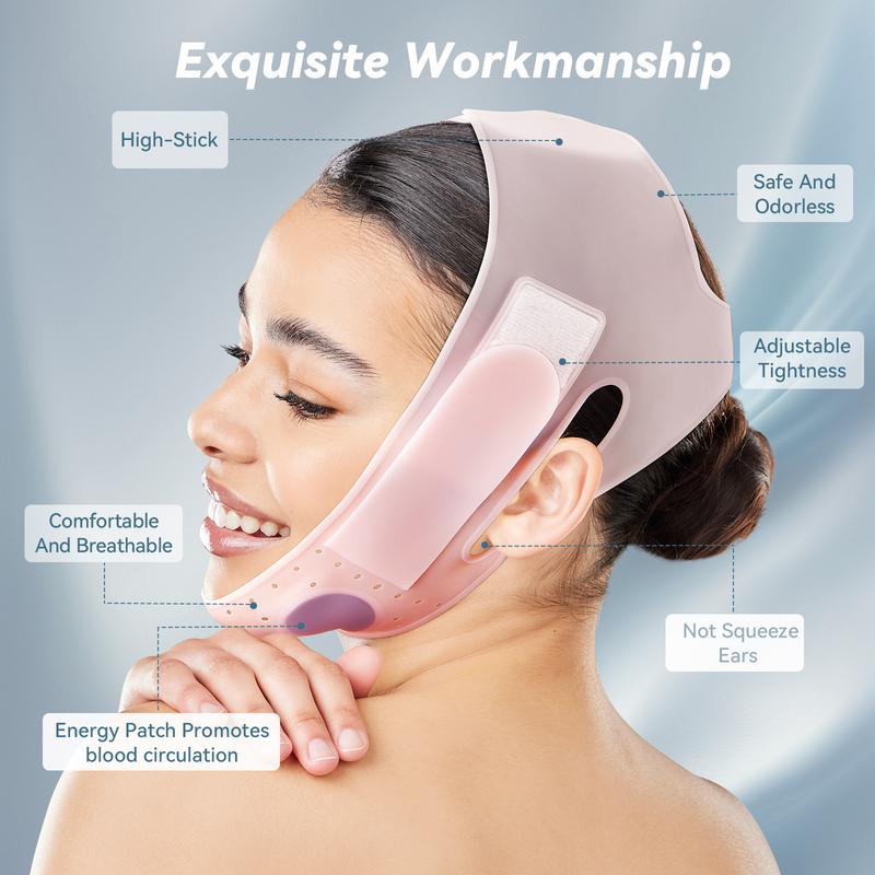 JUSRON Double Chin Reducer V Line Face Lifting Tape Face Strap, Soft Silicone Chin Strap Face Shaper to Removing Double Chin