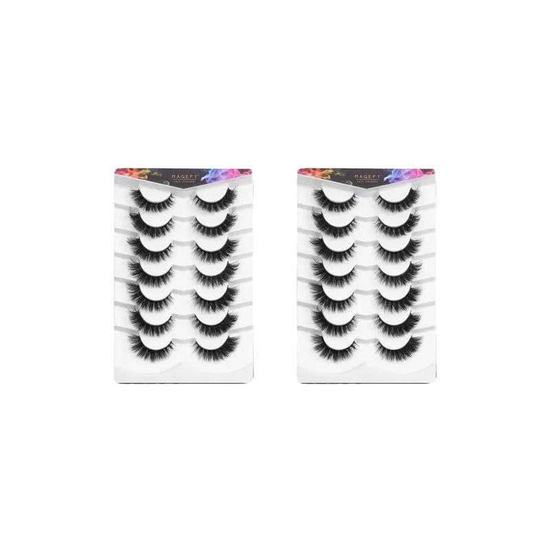 Fluffy False Eyelashes, 1/2 Boxes?Wispy Cat Eye Look Faux Cluster Lashes, Natural Curling Eye Makeup Strip Lashes,?Eyelash Extension?Cosmetic?Kit