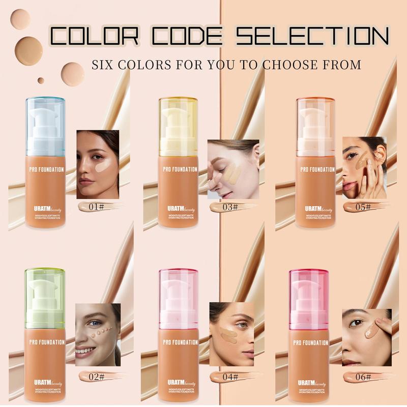 Long-lasting Matte Foundation, 6 Counts/set Moisturizing Concealer Foundation, Full Coverage Flawless Makeup Cream, Makeup Product for Women & Girls