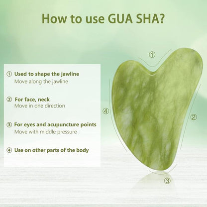 2counts Gua Sha Board & Facial Massage Roller, Face Roller Face Pads Jawline Jade Roller Face Sculpting Tool, Skincare Tools Guasha Gift for Women