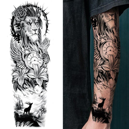 Temporary Tattoo Sticker, 4pcs Dragon & Tiger Pattern Tattoo Sticker for Arm & Full Arm Cover