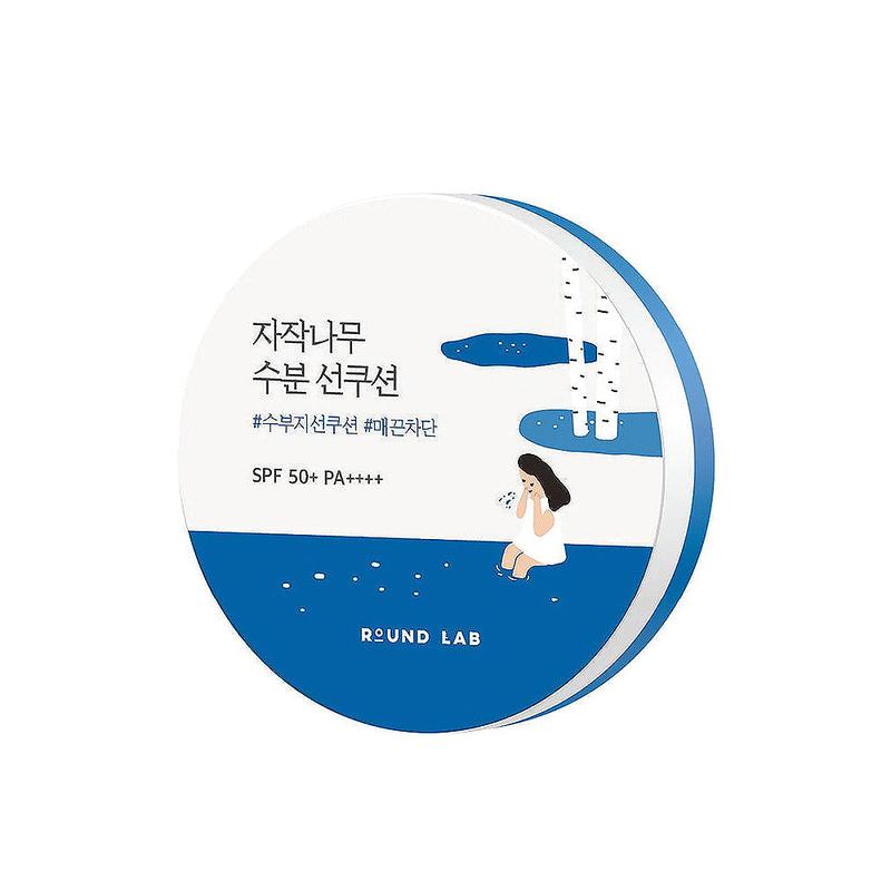 Round Lab Birch Juice Moisturizing Sun Cushion (SPF 50+ PA++++) 15g - Hydrating Mineral Sunscreen with Niacinamide & Aloe - Hydrate Facial Moisture Skincare