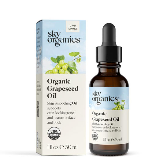 Sky Organics Organic Grapeseed Oil, Skin Smoothing Oil To Support Healthy and Even-Looking Skin Tone and Texture on Face and Body, Suitable for All Skin Types, 100% Pure & Cold-Pressed, 1 fl. Oz Skincare Fragrance