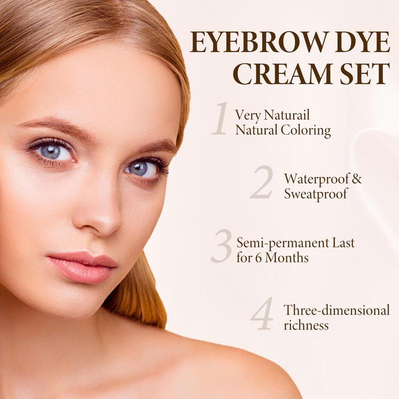 Eyebrow Tinted Cream Kit, 1 Set Eyebrow Dye Kit With Eyebrow Brush & Gloves, Waterproof Long Lasting Eyebrow Tinted Cream, Eyebrow Makeup Kit, Eyebrow Products