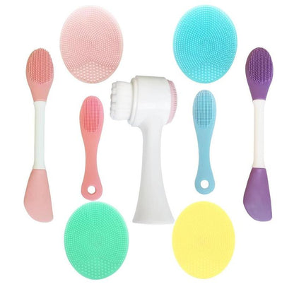 9 in 1 Facial Cleansing Brush Set, 9 Counts/set Soft Silicone Face Scrubber for Daily, Facial Massage Brush, Professional Skincare Tools for Women & Men