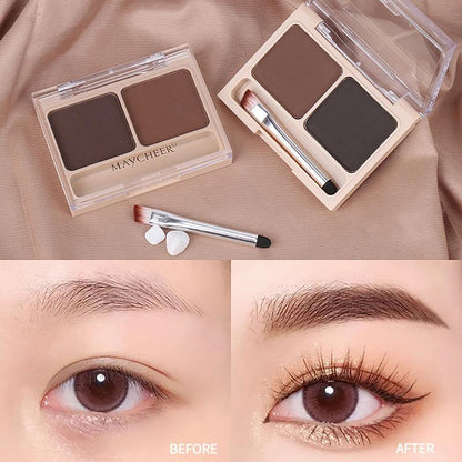 2-color Eyebrow Powder Palette, Long Lasting Eyebrow Powder, Smudge Proof Brow Powder, High Pigmented Eye Brow Shading & Filling Powder, Makeup Accessories